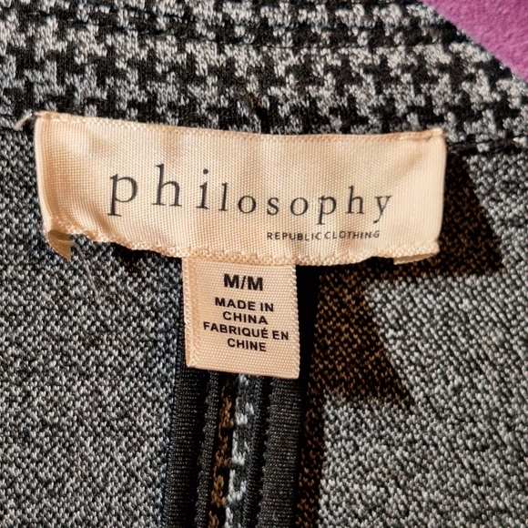 Philosophy By Republic Black and Gray Houndstooth Blazer Duster - Picture 2 of 11